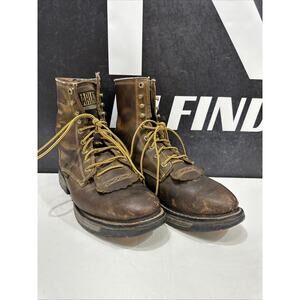 Ariat Men’s Brown Leather Cascade 8” Lace-Up Work DryShield Boots Size 12 D
